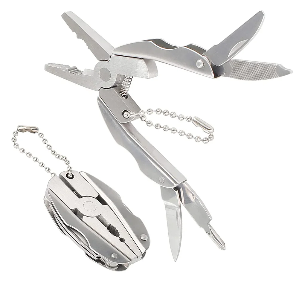 Outdoor Portable Multifunction Folding Plier,Stainless Steel Knife Keychain Screwdriver,Camping Survival EDC Tools Travel Kits