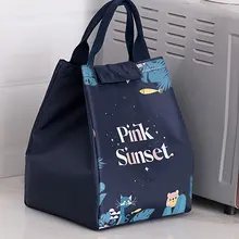 Functional Pattern Cooler Lunch Box Portable Insulated Canvas Lunch Bag Thermal Food Picnic Lunch Bags For Women Kids