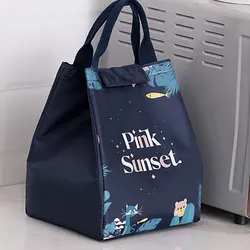 Functional Pattern Cooler Lunch Box Portable Insulated Canvas Lunch Bag Thermal Food Picnic Lunch Bags For Women Kids