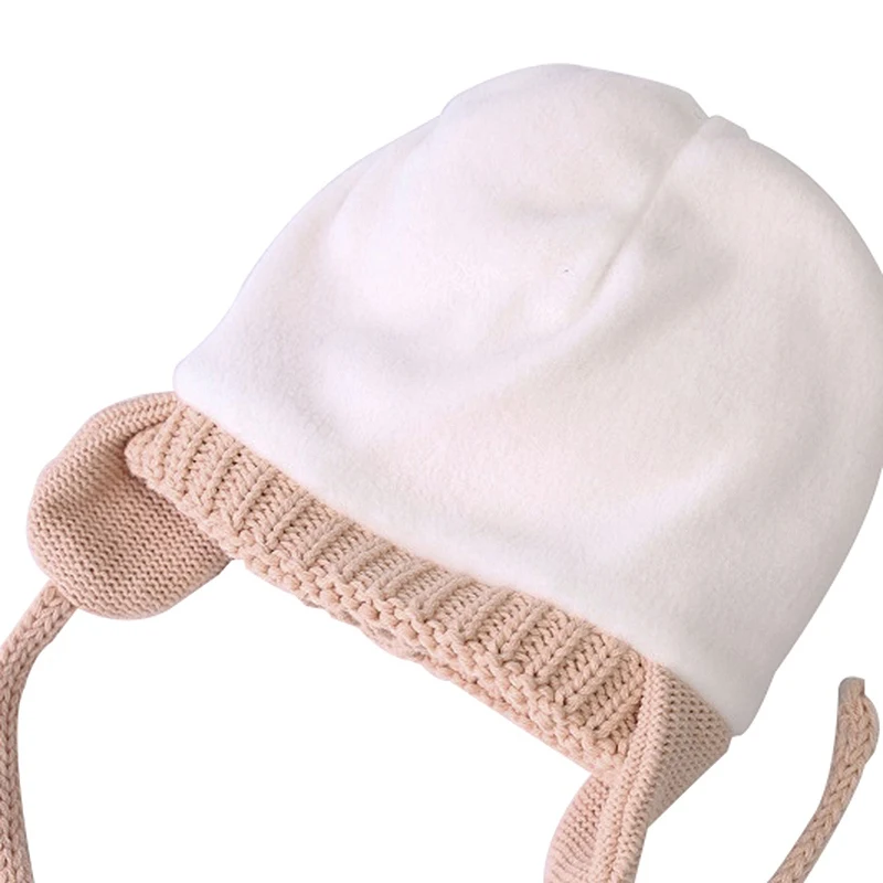 Милые шерстяные детские вязаные шапки с помпонами, утолщенная детская теплая шапка, бархатная детская шапочка с защитой ушей, детские вязаные детские шляпы