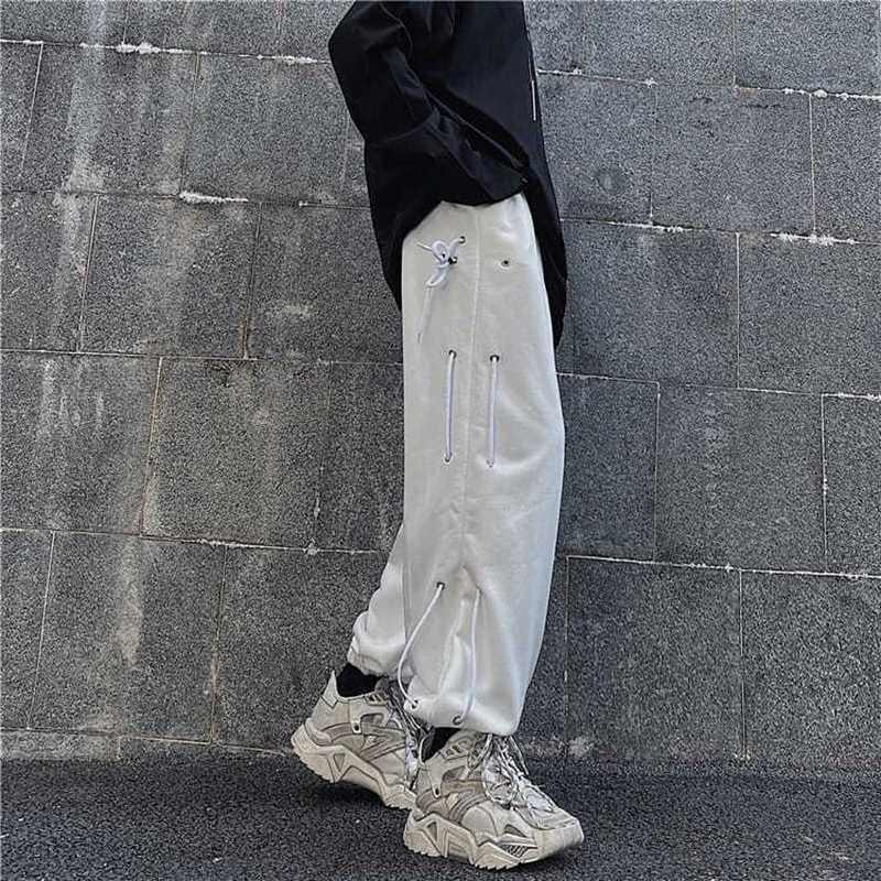 

Woman Pants Sports Hip-hop Trousers Korean Style High-waisted Straps And Loose Feet BF Casual Y2K Met Harajuku Woman Cloth Urban