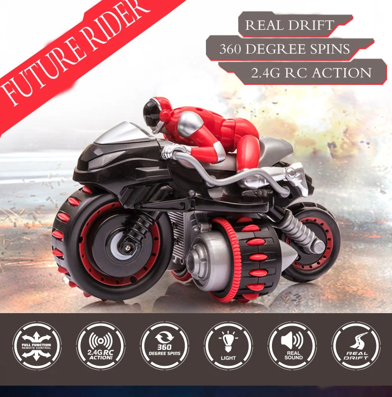 

360 Degree Rotating Drift Stunt Tumble Vehicle 2.4G RC Remote Control Motor Kids Motorcycle Electric Toys For Children