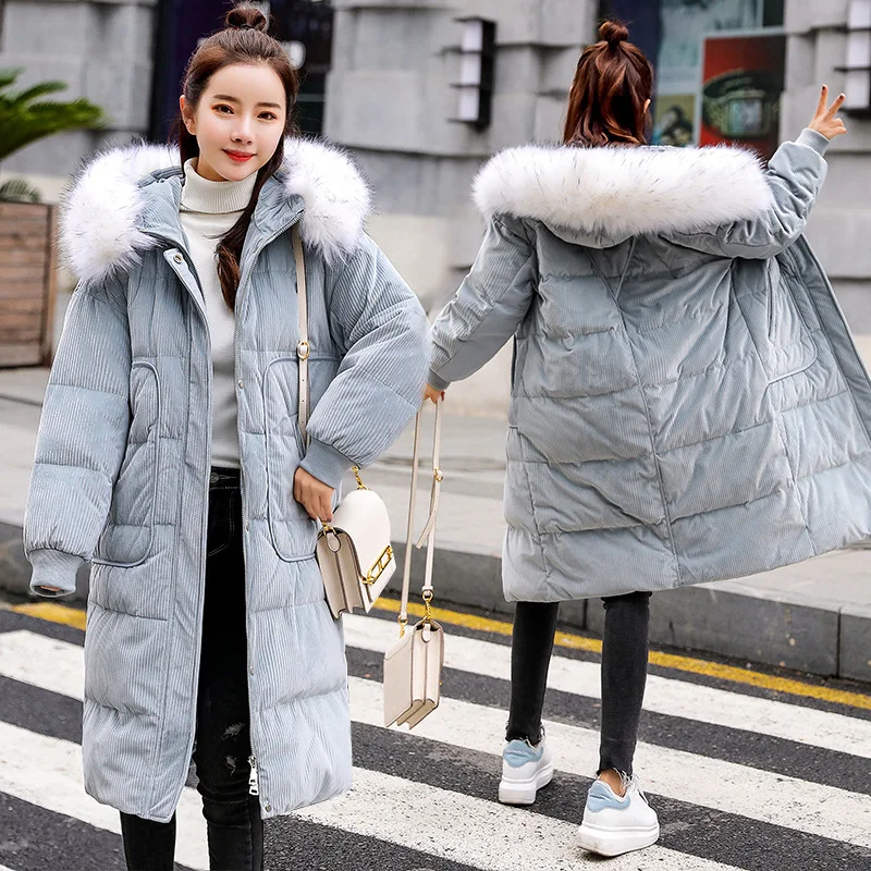 

Cotton Coat Women's Mid-length 2018 Winter New Style Korean-style Loose Thick down Coat Casual Large Fur Collar Cotton Overcoat