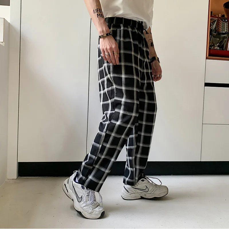 IEFB/abbigliamento uomo pantaloni casual scozzesi bianchi e neri 2021  primavera nuovi pantaloni da uomo in stile coreano moda pantaloni all match  Y2768|Harem Pants| - AliExpress