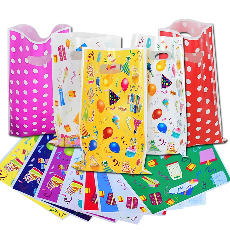 Bolsas de regalo para niños y niñas, suministros con estampado de lunares, de plástico para golosinas en fiesta infantil, 10/20 unidades - Imagen 2