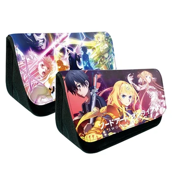

Anime Sword Art Online Pencil Case Travel Cosmetic Bag Boys Girls Student Zip Penbag Cartoon Makeupbag Toiletry Bags Gift