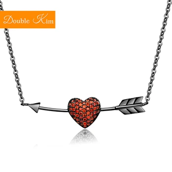 

Cupid's arrow Zircon Pendant Necklace Titanium Stainless Steel Inlaid Zircon Rose Gold Chain Necklace Trendy Women Jewelry Gift