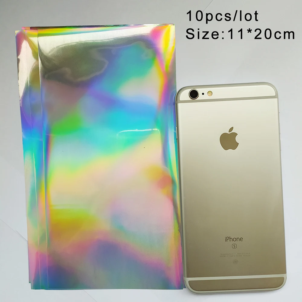 11X20cm holographic A4 20X30 см 10 шт. Голографическая фольга бумага для ламинатора теплопередачи лазерным принтером горячего тиснения фольгой - Цвет: 11X20cm holographic