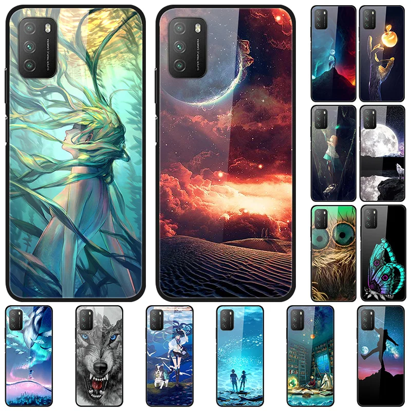 For Xiaomi Redmi 9t Case Tempered Glass Hard Phone Case Coque For Redmi9t 9 T Redmi 9 T Cute Protective Bumper Fundas Carcasa Phone Case Covers Aliexpress