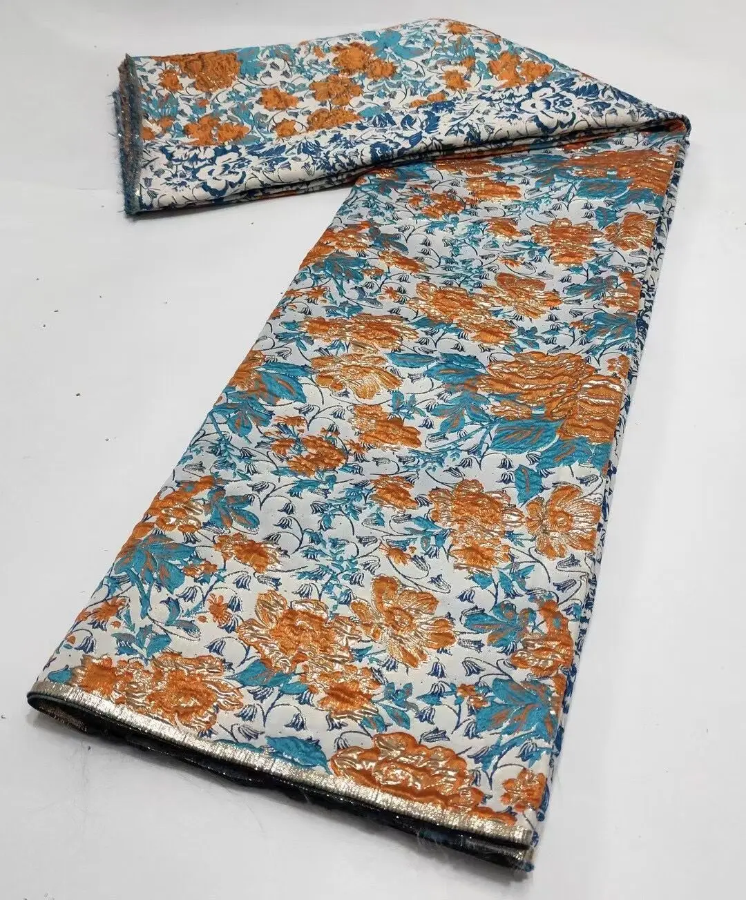 

African Brocade Fabric Jacquard Lace Material Women Floral Damask Cloth Nigerian Flower Tissu Africain For Wedding Dress DJB21