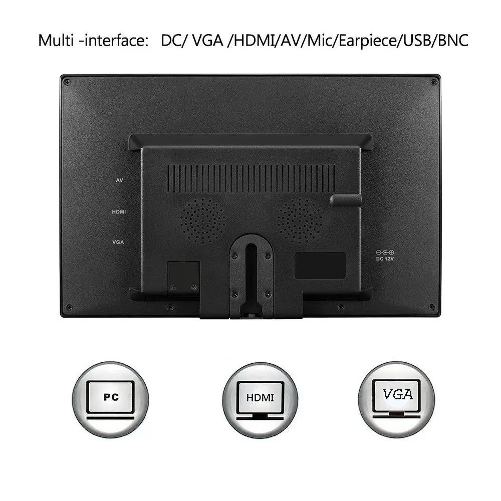 

9inch Screen HD TFT LCD Portable 1080x720 Resolution Color Screen Video Monitor with VGA AV HDMI for PC/CCTV/Home Security r60