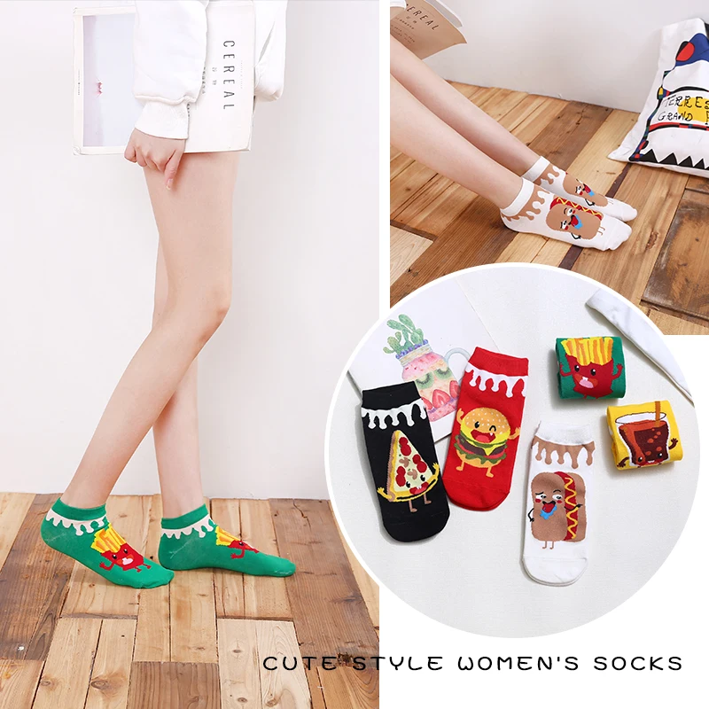 Милые женские Носки с рисунком картофеля фри всесезонные носки милые