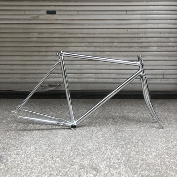 

700C bicicleta fixie gear bike frame SLIVER plating vintage fixe bike frame 52cm single speed bicycle frame steel with fork