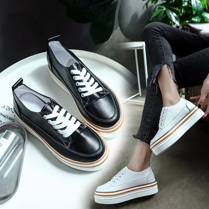 

Shoes Women's 2018 New Style Muffin Thick Bottomed Harajuku Wind Ulzzang Versatile Korean-style Street Snap College Autumn Shoes