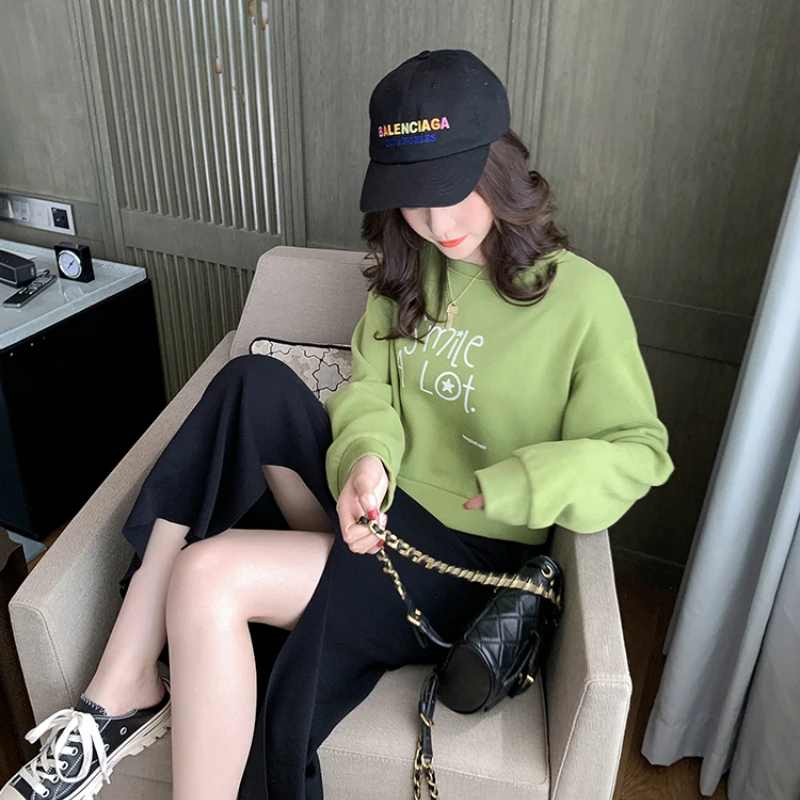 

Fashion Bottoming Shirt Round Neck Pullover Long Sleeve Short Paragraph Chic Sweater Female Tide Ultra-thin Loose Jacket #72-73