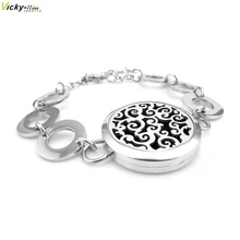Круглый Серебряный благоприятный облака(30 мм) с круговой лентой ароматерапия/эфирные масла Ароматерапия медальон браслет