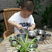 16pcs Set Stainless Steel Play Cooking Toy Kids Kitchenware Roleplay Toddler Playhouse Game for Children M09
