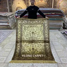YILONG 4'x6' желтый цвет турецкий ковер элегантный vantage антикварные персидские шелковые ковры(LH1011B