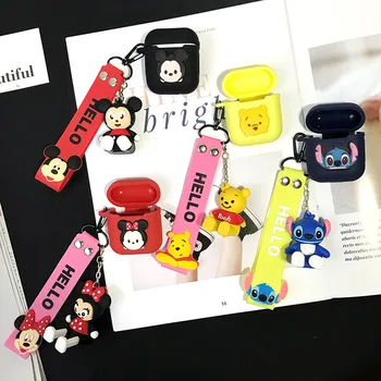 

Cute Bluetooth Wireless Earphone Cases for AirPods Air pods with Mickey Minnie Toy Handline for Apple i10 i13 TWS Mobile Stand