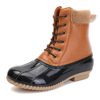 

New Brand Waterproof Leather Women's Boots Warm Plush Women Snow Boots Fashion British Retro Ankle Boots Winter Women Flat Shoes
