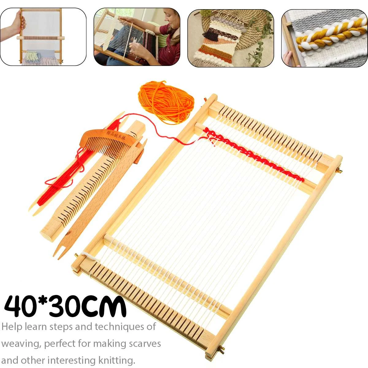 

Wooden Sewing Machine Weaving Loom Kit Handmade Woven Suit Wooden Multifunctional Loom DIY Wool Hook Looms Household Supplies