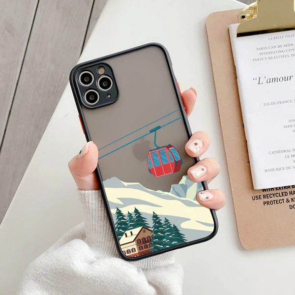 Reise Landschaft Handy hülle für iPhone x xr xs max 16 12 13 11 14 15 pro max mini 7 8 plus Berg Windmühle Gondel Rückseite – Detail 15