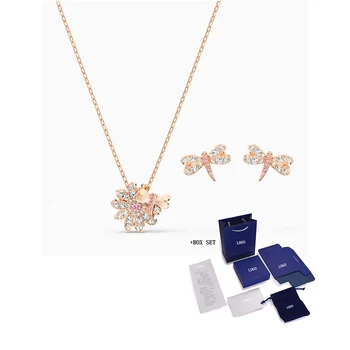 

2020 Fashion Jewelry SWA New ETERNAL FLOWER DRAGONFLY Set Dragonfly Daisy Charm Delicate Crystal Rose Gold Women Luxury Jewelry
