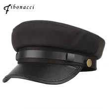 Фибоначчи Классическая мода для мужчин и женщин военные шапки PU ремень плоский Топ взрослых темно-синий работы армейская Кепка