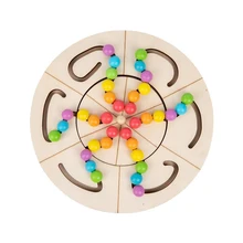 Plateau de Puzzle rond avec perles colorées, jouets éducatifs en bois pour enfants, jeu d'entraînement du cerveau, Montessori 