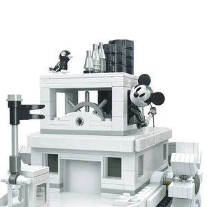 Image 5 - 842 pièces petits blocs de construction jouets compatibles lepding Mickey Minnie bateau à vapeur Willie cadeau pour filles garçons enfants bricolage 
