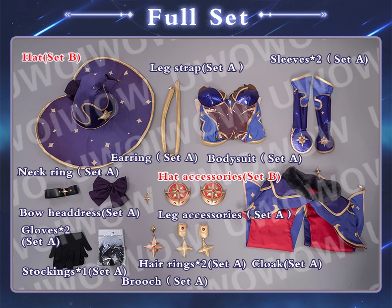 UWOWO Game Genshin Impact Mona Megistus Astral Reflection Cosplay Costume Special Cute Enigmatic Astrologer