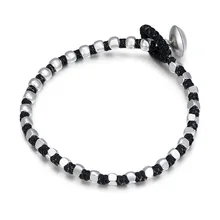 925 пробы серебряные ювелирные изделия Ретро ручной работы неправильные Серебряные бусы тканый браслет из восковой верёвки Модный женский браслет