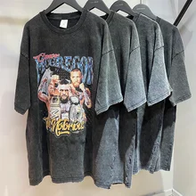 

Men Hip-Hop T-shirt Oversized Boxer Graphic Print T shirt Cotton Retro Washed Top Harajuku Tshirt Streetwear Vintage Clothing