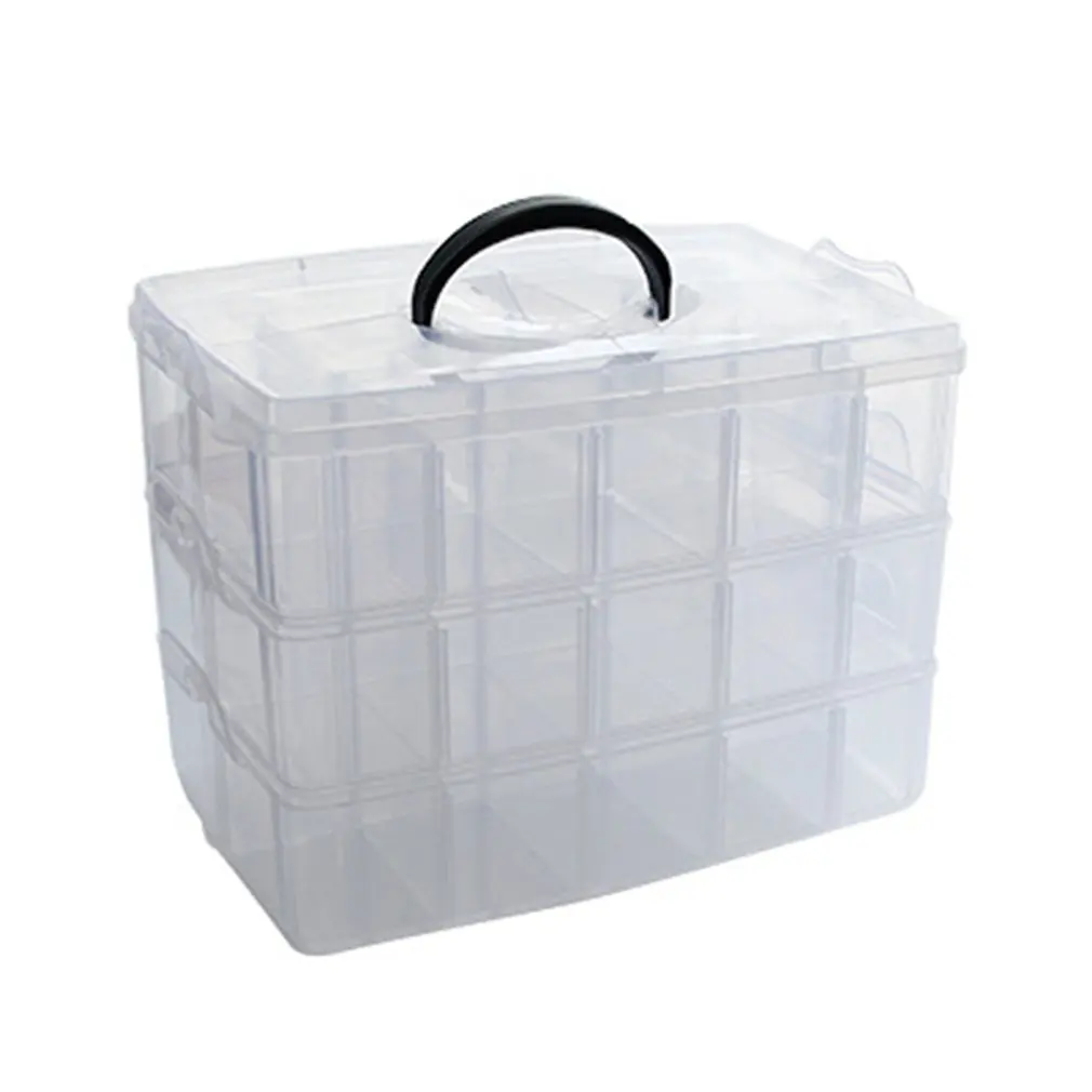 Foldable Three-layer Tape Transparent Storage Box Separate Tape Stickers Tool Manager Transparent Plastic Office Organizer