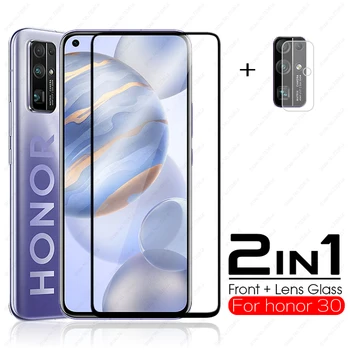 

2in1 full cover tempered glass for huawei honor 30 glass For Huawei Honor 30 5G screen protector camera lens glass