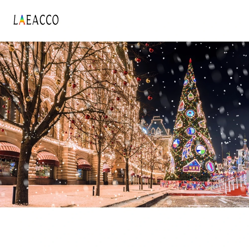 Laeacco фотофоны Рождество зимний уличный светильник индивидуальные Рождественский Декор фотографические фоны для фотостудии