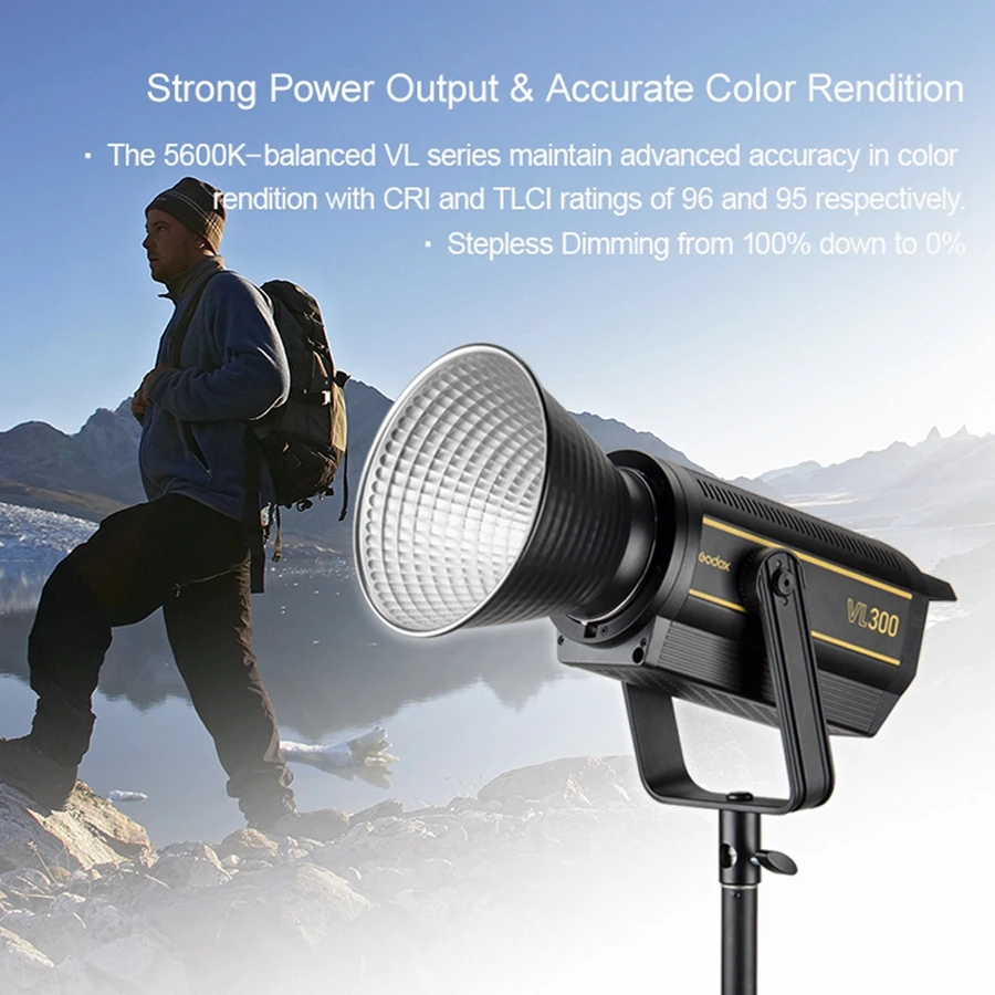 US $479.00 Godox VL150 VL150 150W 5600K White Version LED Video Light Photography Continuous Output Bowens Mount Studio Light App Support
