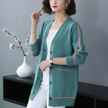 

Early autumn cardigan women's long section 2020 spring and autumn clothing new large size loose knit sweater jacket