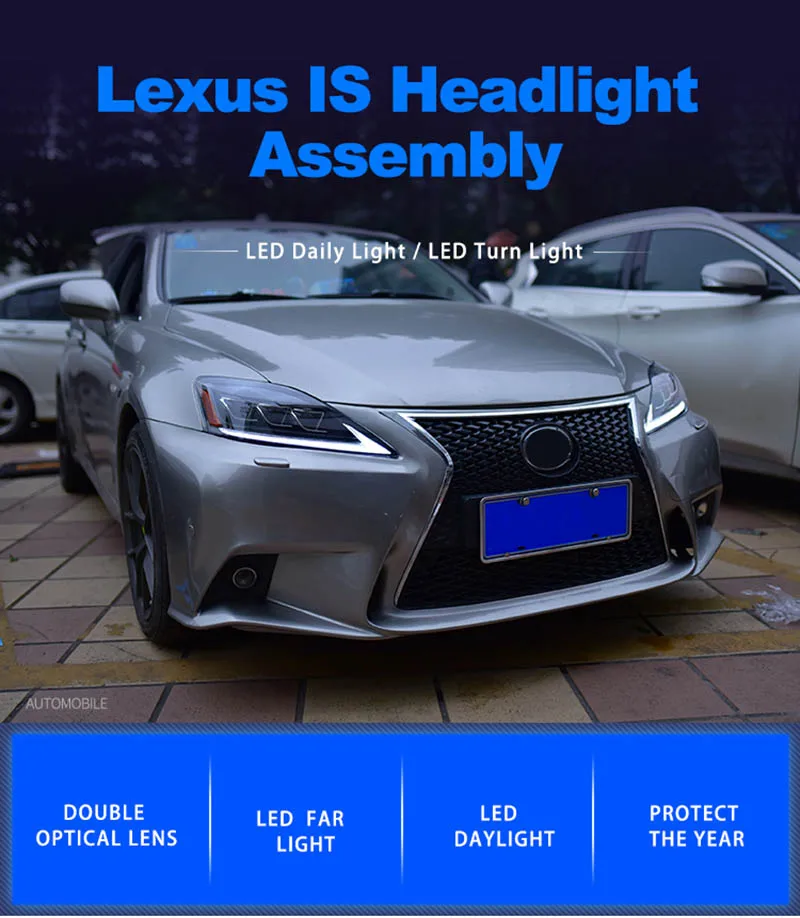 Заводские аксессуары для автомобилей Cellacity, Головной фонарь для Lexus IS250, 2006-2012, полный светодиодный светильник на голову с последовательным индикатором