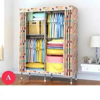 

Simple wardrobe fabric single thickened reinforced thickened steel pipe full steel frame Oxford cloth storage hanging wardrobe