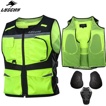

LYSCHY Reflective Waistcoat Clothing Waterproof Motocross Off-Road Racing Vest Motorcycle Touring Night Riding Jacket Veste Moto