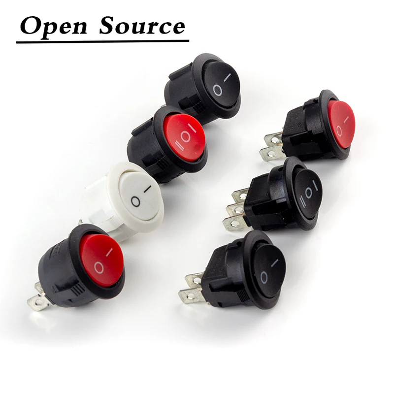 KCD1 2Pin 3Pin 20mm on-Off on-Off-On SPST Round Rocker Switch 10A/250V Push Button Switch Self-locking/Latching 5/10Pcs rocker switch