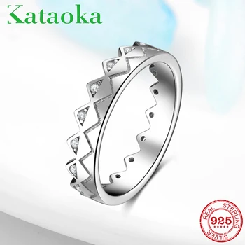 

Real 925 Sterling Silver Crown pattern Elegance Rings With Clear CZ for Women Luxury Wedding Anniversary Engagement Jewelry
