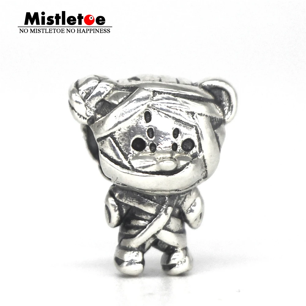 

Mistletoe 925 Sterling Silver Mummy Bandage Bear Charm Bead European Jewelry