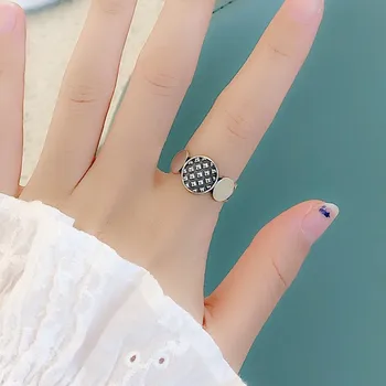 

Fashion 925 Sterling Silver Black Round Rings For Women Engagement Statement Finger Rings anillos mujer