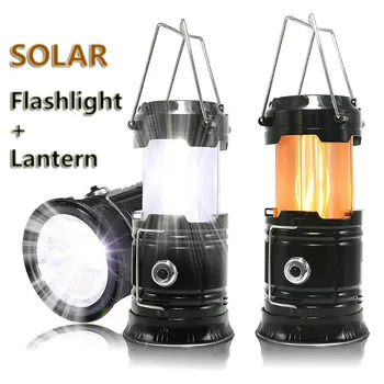 

Solar Camping Tent Light Lantern Flashlight Portable Flame Lamp Retractable Lighting Camping Light Emergency Lantern Hiking Lamp