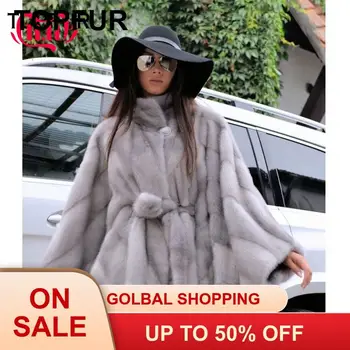 

TOPFUR 2019 Bat Type Real Mink Fur Coat Women New Arrivals 70 Cm Long Type Ladies Mink Fur Coat High Quality Overcoat Fur Jacket