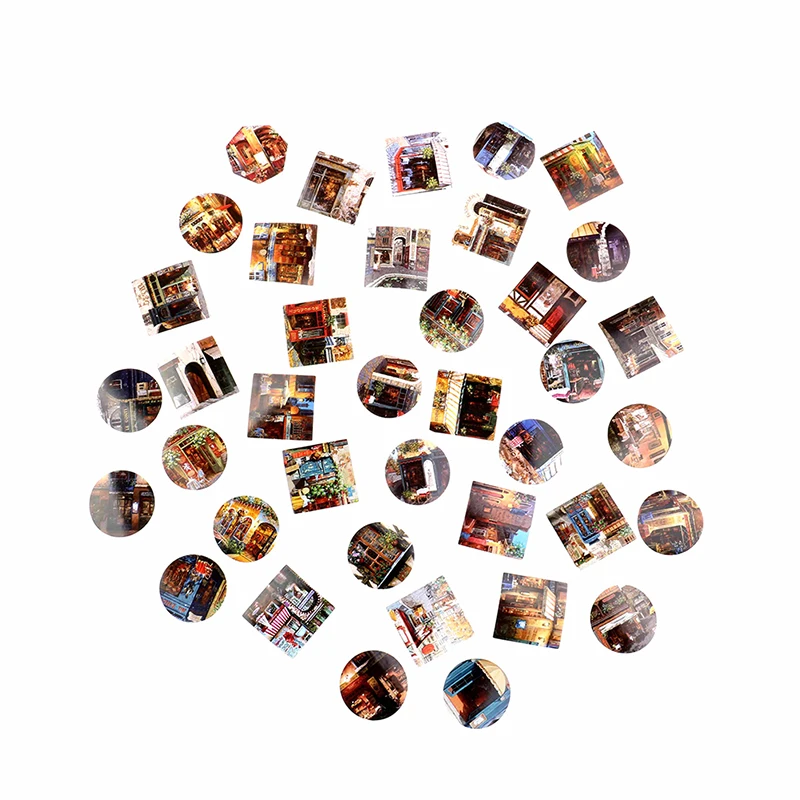 40pcs Streetscape Painting Paper Sticker DIY Diary Decor For Album Scrapbooking Label Sticker Decoration