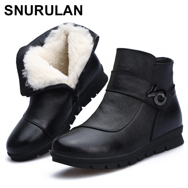 SNURULAN 2019 женские зимние сапоги из толстой шерсти Теплые Зимние ботильоны Женская