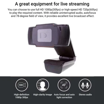 

2MP 1080P HD Web Camera USB Webcam PC Camera Plug&Play Camera Autofocus with Noise Cancelling Microphone for Computers Laptop